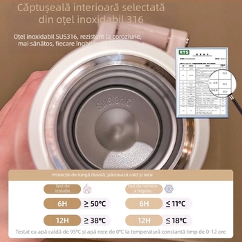 Termos din oțel inoxidabil 316, cană specială pentru copii și elevi, pentru a merge la școală, cu o culoare ridicată, cană portabilă de mare capacitate pentru exterior