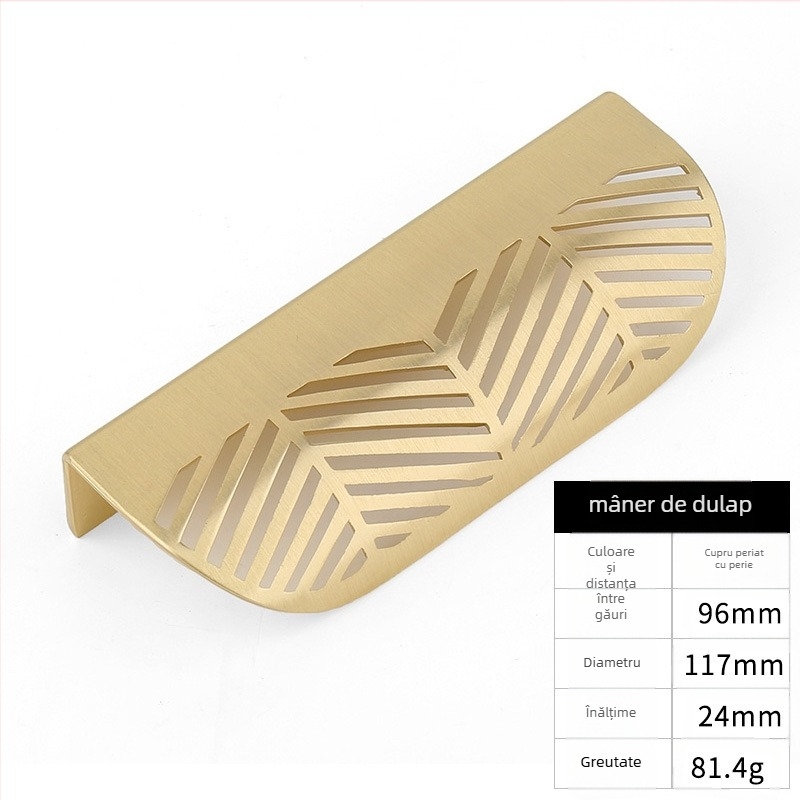 Mâner din aliaj de zinc în formă de frunză, nordic, simplu, fără perforații, mâner pentru sertar, mâner din cupru pentru mobilier