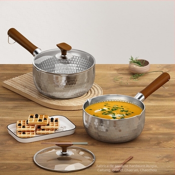 Oțel inoxidabil 304 din oțel inoxidabil, cu trei straturi, neacoperit, pentru zăpadă medievală, oală de lapte îngroșată, oală pentru supliment alimentar pentru bebeluși de uz casnic, oală pentru supă