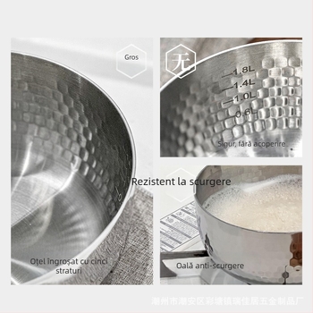 Oțel inoxidabil 304 din oțel inoxidabil, cu trei straturi, neacoperit, pentru zăpadă medievală, oală de lapte îngroșată, oală pentru supliment alimentar pentru bebeluși de uz casnic, oală pentru supă