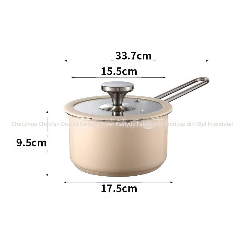 Oală din oțel inoxidabil 304, ceramică, vopsea siliconică, capac de sticlă, oală pentru supă, fund compus, oală pentru lapte, abur, oală coreeană pentru fructe de mare, oală fierbinte