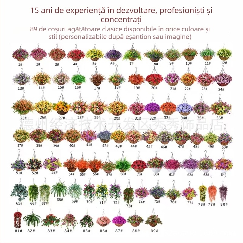 Flori artificiale transfrontaliere Crăciun cadru de fier palmier de cocos coș agățat violet fals decor exterior ușă de intrare coș agățat orhidee en-gros