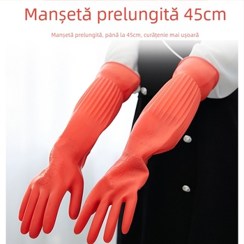 Mănuși de latex alungite, cu tragere înapoi, din cauciuc, cu tendon de vită, îngroșate, rezistente la uzură, pentru curățarea bucătăriei și a vaselor de uz casnic
