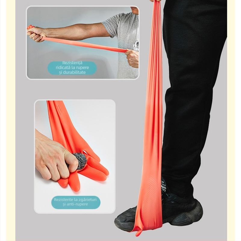 Mănuși de latex alungite, cu tragere înapoi, din cauciuc, cu tendon de vită, îngroșate, rezistente la uzură, pentru curățarea bucătăriei și a vaselor de uz casnic