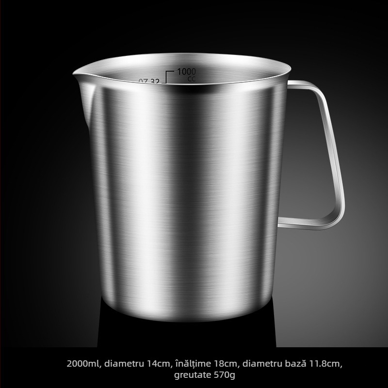 Cană de măsurat din oțel inoxidabil 304 cu cântar, capacitate mare, pentru copt, lapte, ceai, magazin special, cană de măsurat pentru bucătărie comercială, cu tragere, cană cu flori