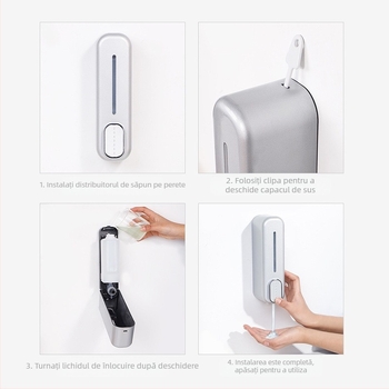 Dispenser de săpun manual cu presă, montat pe perete, cutie de gel de duș și șampon pentru baie, hotel, furnizare transfrontalieră