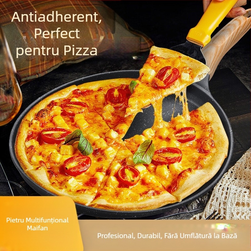 Tigaie din piatră Maifan 24cm, farfurie de pizza din aliaj de aluminiu, mic dejun, găluște cu ou, tigaie pentru clătite, tigaie de mână pentru clătite, tigaie pentru pizza