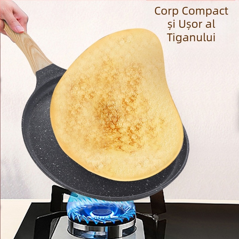 Tigaie din piatră Maifan 24cm, farfurie de pizza din aliaj de aluminiu, mic dejun, găluște cu ou, tigaie pentru clătite, tigaie de mână pentru clătite, tigaie pentru pizza