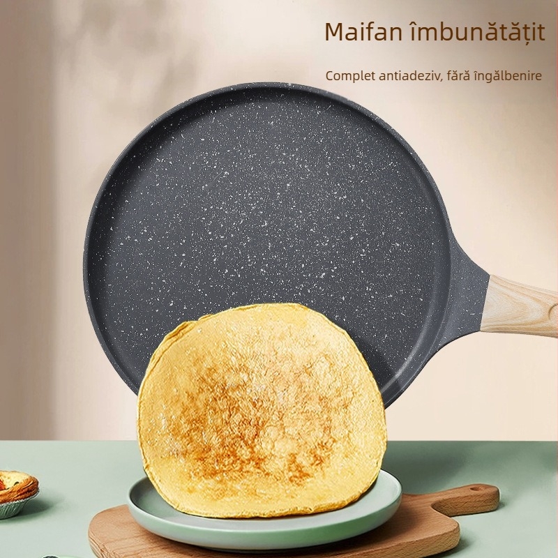 Tigaie din piatră Maifan 24cm, farfurie de pizza din aliaj de aluminiu, mic dejun, găluște cu ou, tigaie pentru clătite, tigaie de mână pentru clătite, tigaie pentru pizza
