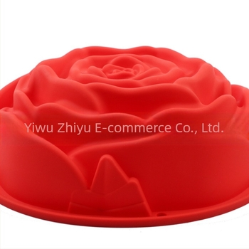 Formă rotundă de tort din silicon cu trandafir mare transfrontalier, tavă de copt, formă de copt, mousse, tort de șifon