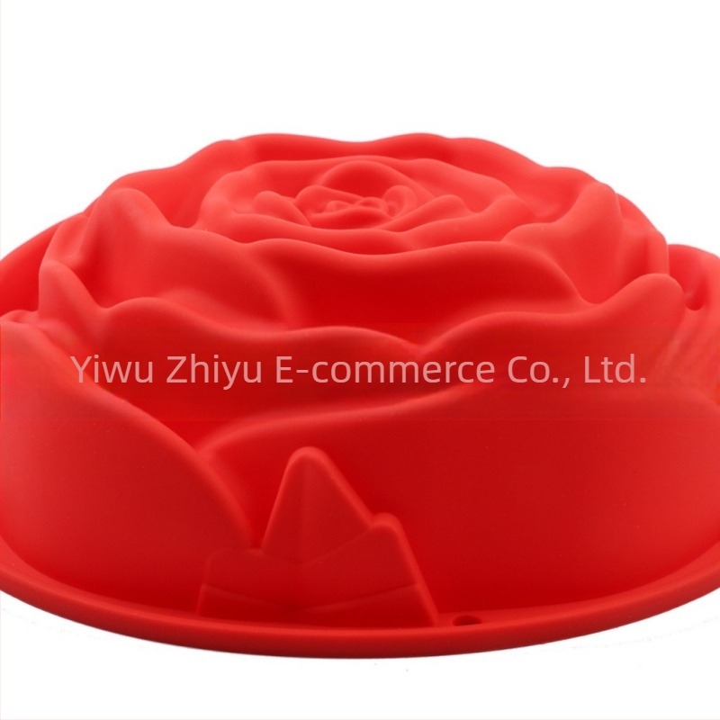 Formă rotundă de tort din silicon cu trandafir mare transfrontalier, tavă de copt, formă de copt, mousse, tort de șifon