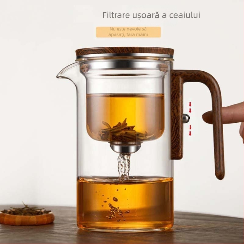 Ceainic magnetic fără tijă, cu căptușeală de sticlă, cu ceai, separator de ceai, filtru cu o singură cheie, set de ceai de uz casnic, în stoc en-gros