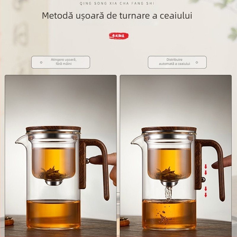 Ceainic magnetic fără tijă, cu căptușeală de sticlă, cu ceai, separator de ceai, filtru cu o singură cheie, set de ceai de uz casnic, în stoc en-gros