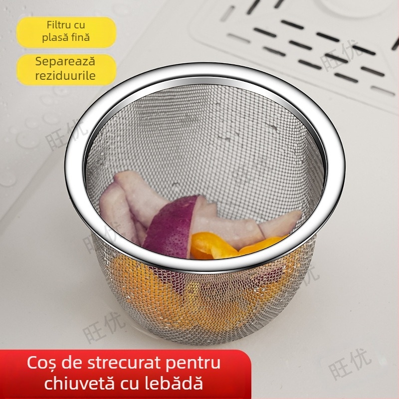 Chiuvetă de bucătărie specială, coș de scurgere din oțel inoxidabil, raft de scurgere pentru separarea umedă și uscată, coș de filtru