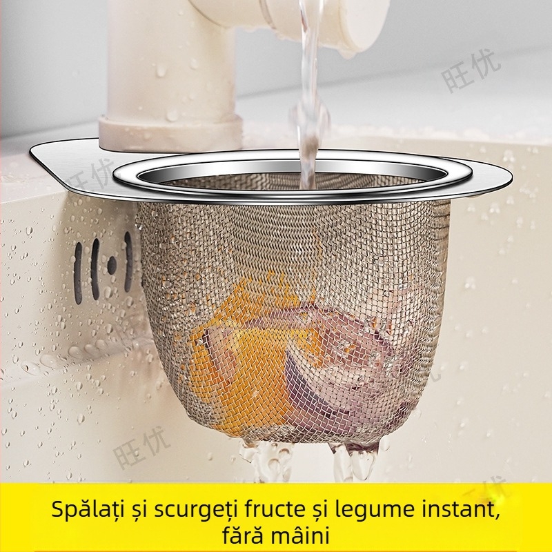 Chiuvetă de bucătărie specială, coș de scurgere din oțel inoxidabil, raft de scurgere pentru separarea umedă și uscată, coș de filtru