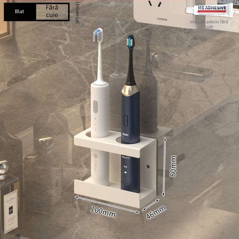 Suport electric pentru periuță de dinți, suport pentru periuță de dinți electrică, montat pe perete, fără perforații, costum de baie cu periuță de dinți montat pe perete