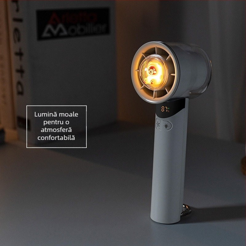 2025 Nou Ventilator portabil cu compresă rece de mare viteză, în aer liber, cu durată lungă de viață, carabină, portabil, reîncărcabil, ventilator mic cu desene animate