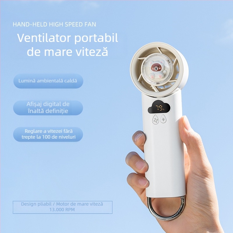 2025 Nou Ventilator portabil cu compresă rece de mare viteză, în aer liber, cu durată lungă de viață, carabină, portabil, reîncărcabil, ventilator mic cu desene animate