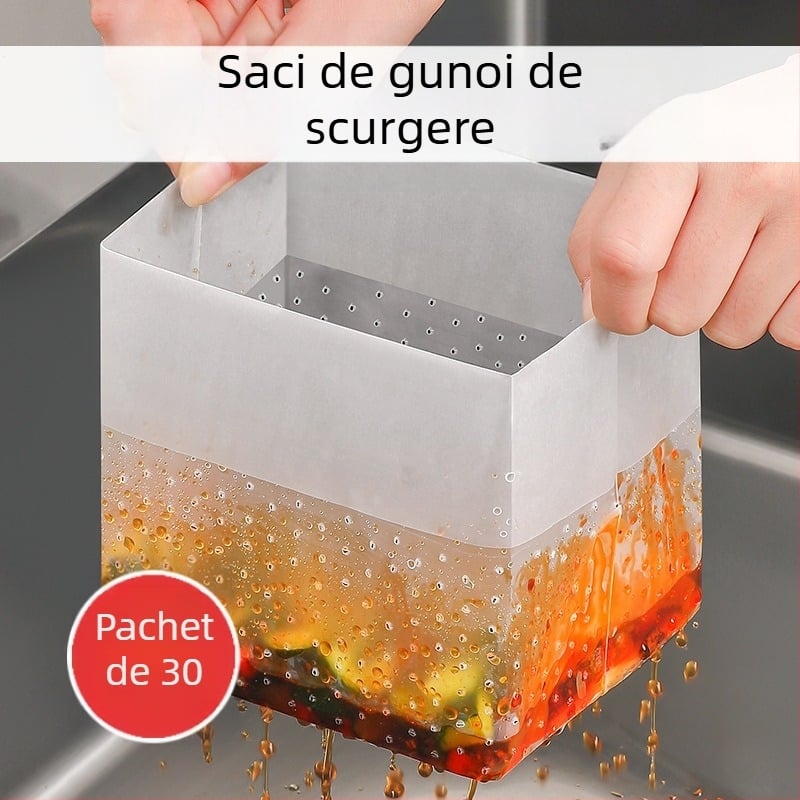 Sac de gunoi autoportant pentru scurgerea chiuvetei, de unică folosință, pentru resturi de chiuvetă de bucătărie, filtru anti-blocare, plasă de apă