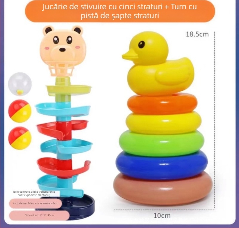 Bebeluși educaționale inteligență curcubeu turn inel Jenga educație timpurie 0-1-2 ani sugari pahar jucărie