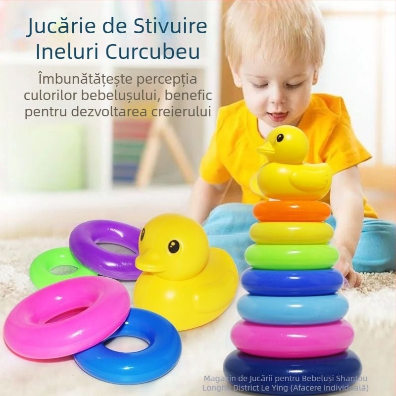 Bebeluși educaționale inteligență curcubeu turn inel Jenga educație timpurie 0-1-2 ani sugari pahar jucărie