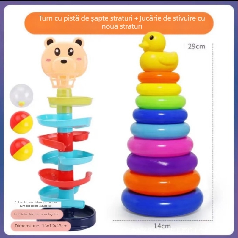 Bebeluși educaționale inteligență curcubeu turn inel Jenga educație timpurie 0-1-2 ani sugari pahar jucărie