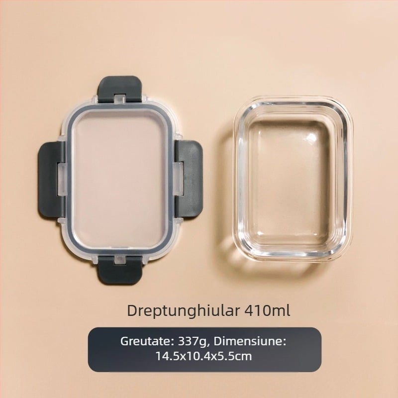 Cutie de prânz din sticlă transfrontalieră, potrivită pentru cuptorul cu microunde, mașina de spălat vase, angajații de birou, cu bol special pentru păstrarea orezului proaspăt, frigider