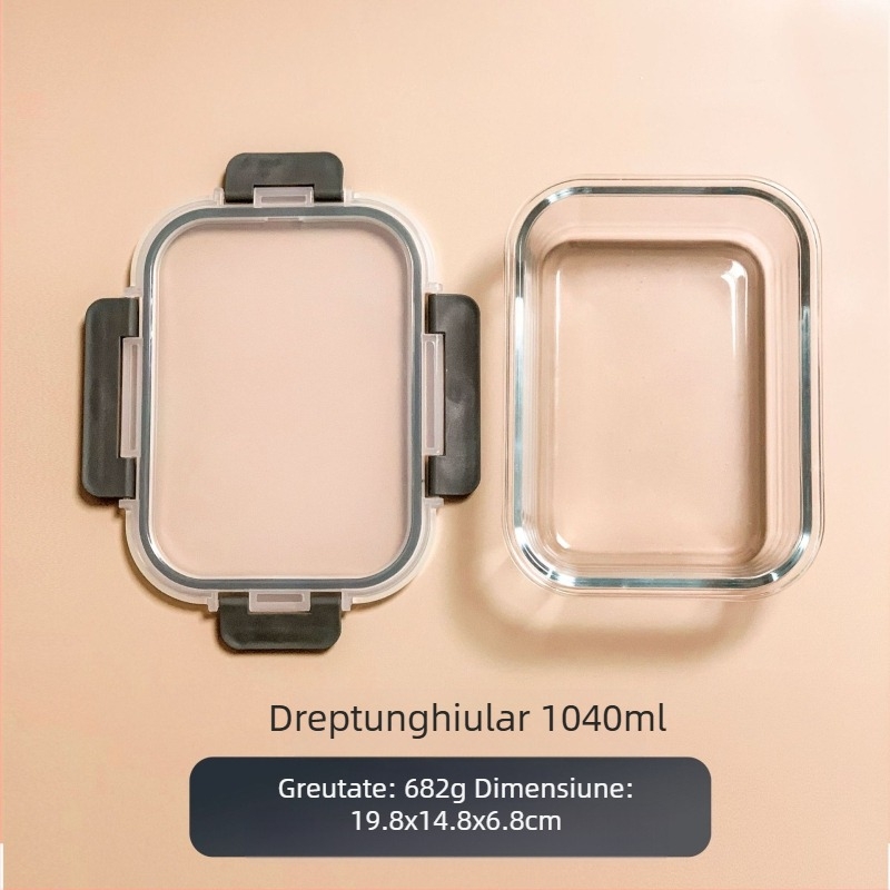 Cutie de prânz din sticlă transfrontalieră, potrivită pentru cuptorul cu microunde, mașina de spălat vase, angajații de birou, cu bol special pentru păstrarea orezului proaspăt, frigider