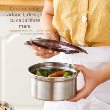 304 din oțel inoxidabil Crisper alimentar Grad rotund sigilat prânz Box prânz Box frigider depozitare cutie fructe Crisper