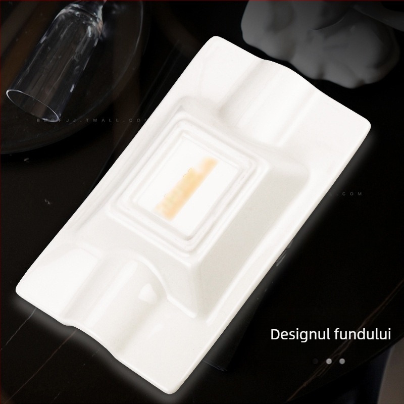 Scrumieră de trabuc ușoară de lux, cu două sloturi, din porțelan fin, dreptunghiulară, ceramică, pentru trabucuri, ornamente de club