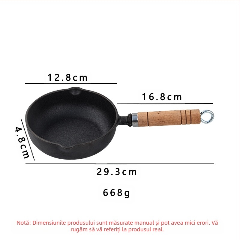 Tigaie antiaderentă din fontă, tigaie pentru clătite, tigaie de mână pentru clătite, placă de fier, plită pentru animale de companie, tigaie de fier neacoperită de uz casnic