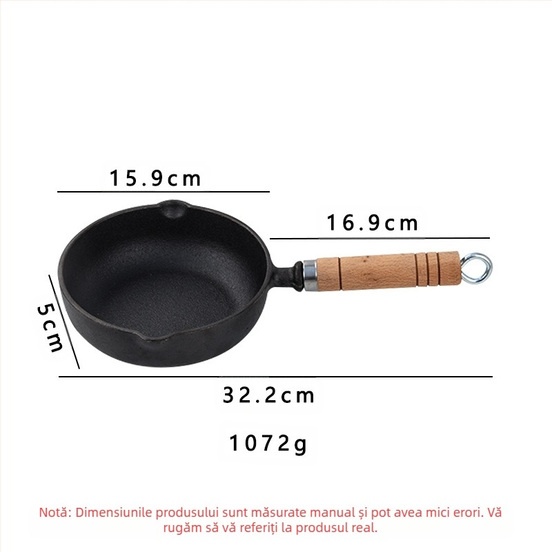 Tigaie antiaderentă din fontă, tigaie pentru clătite, tigaie de mână pentru clătite, placă de fier, plită pentru animale de companie, tigaie de fier neacoperită de uz casnic