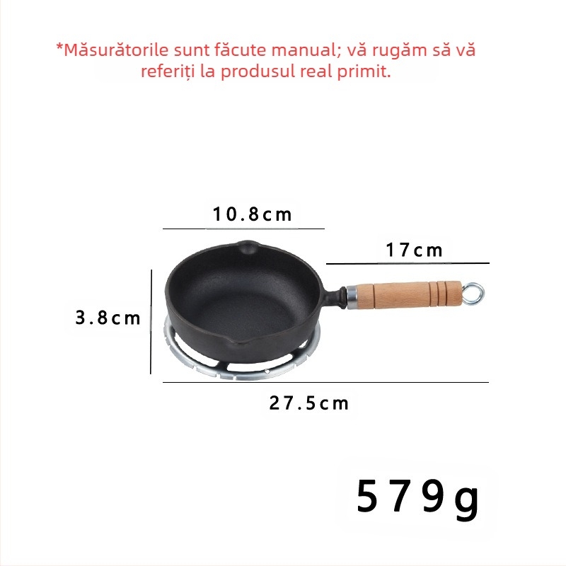 Tigaie antiaderentă din fontă, tigaie pentru clătite, tigaie de mână pentru clătite, placă de fier, plită pentru animale de companie, tigaie de fier neacoperită de uz casnic