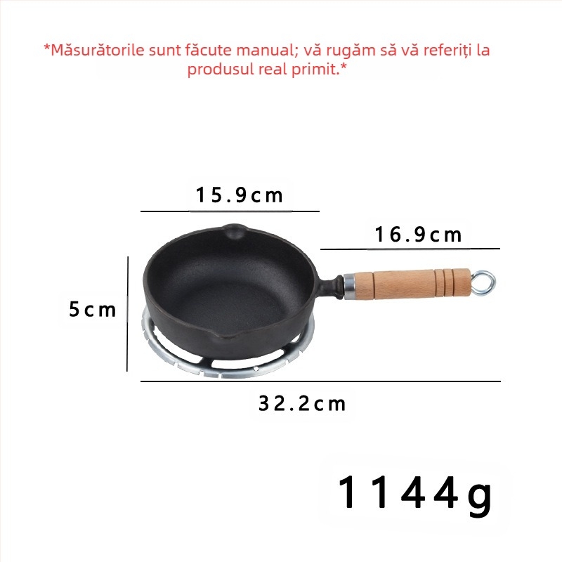 Tigaie antiaderentă din fontă, tigaie pentru clătite, tigaie de mână pentru clătite, placă de fier, plită pentru animale de companie, tigaie de fier neacoperită de uz casnic