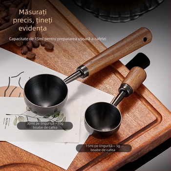 Lingură de cafea cu mâner de nuc, mâner lung, mâner scurt, lingură de măsurare a cafelei, oțel inoxidabil 304, lingură specială pentru boabe de cafea, 1530 ml