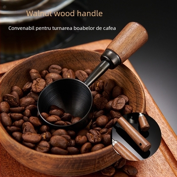 Lingură de cafea cu mâner de nuc, mâner lung, mâner scurt, lingură de măsurare a cafelei, oțel inoxidabil 304, lingură specială pentru boabe de cafea, 1530 ml