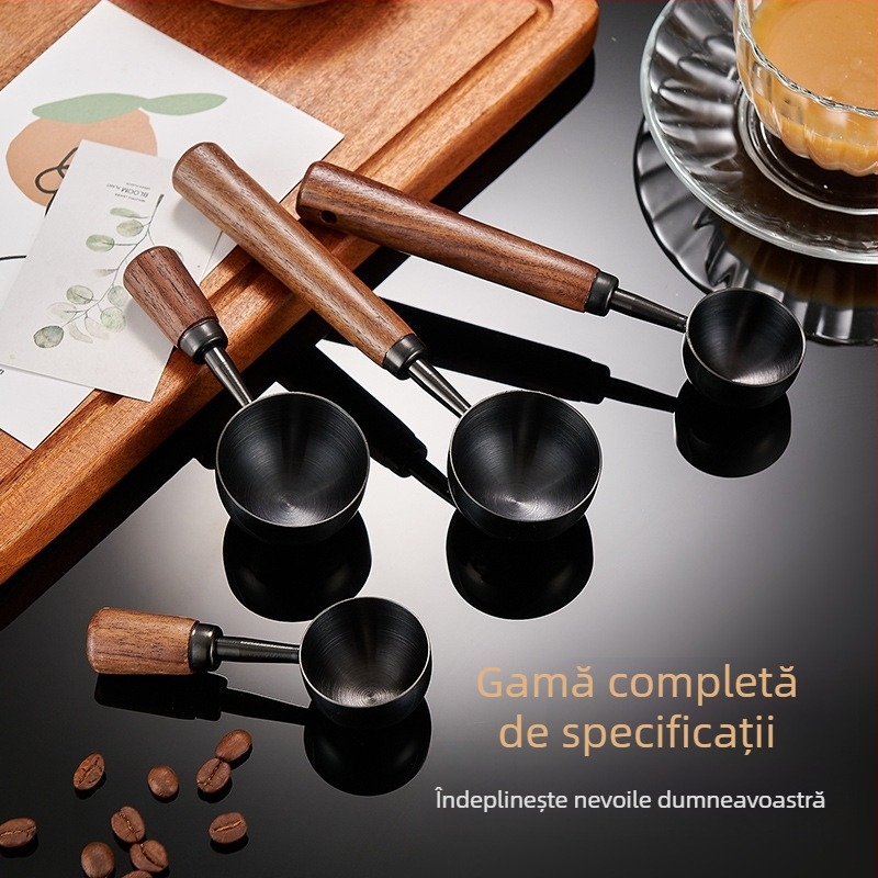 Lingură de cafea cu mâner de nuc, mâner lung, mâner scurt, lingură de măsurare a cafelei, oțel inoxidabil 304, lingură specială pentru boabe de cafea, 1530 ml