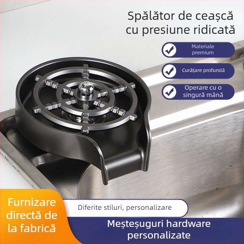 Mașină de spălat cupă de înaltă presiune din oțel inoxidabil de uz casnic, chiuvetă de bucătărie, bar comercial, mașină de spălat automată, artefact din plastic ABS