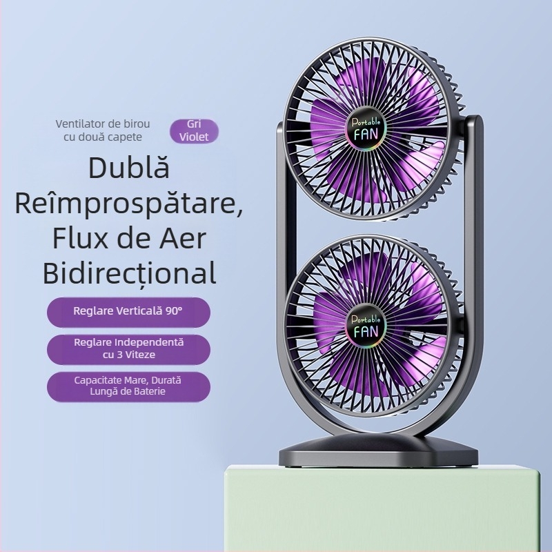 Ventilator nou cu încărcare USB, ventilator de birou, ventilator bidirecțional cu vânt mare, producători de ventilatoare de camping în aer liber