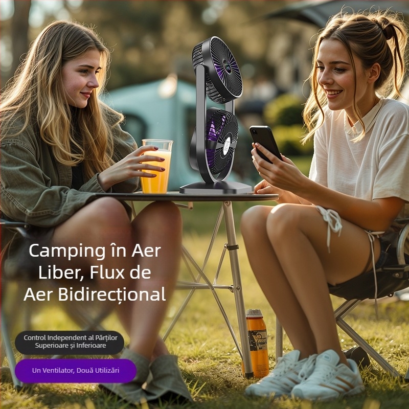 Ventilator nou cu încărcare USB, ventilator de birou, ventilator bidirecțional cu vânt mare, producători de ventilatoare de camping în aer liber
