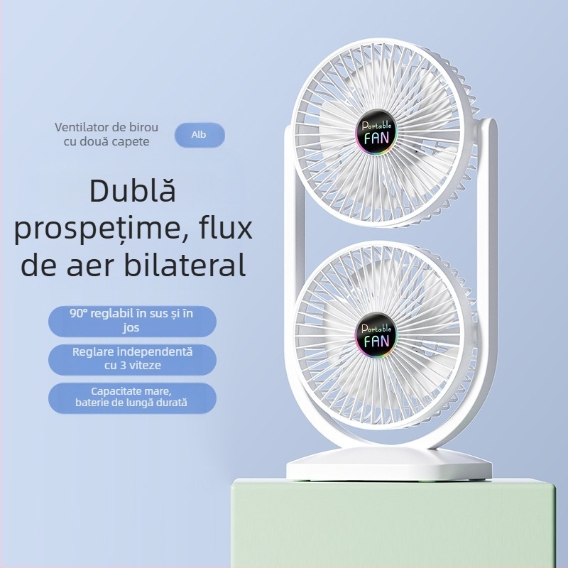 Ventilator nou cu încărcare USB, ventilator de birou, ventilator bidirecțional cu vânt mare, producători de ventilatoare de camping în aer liber