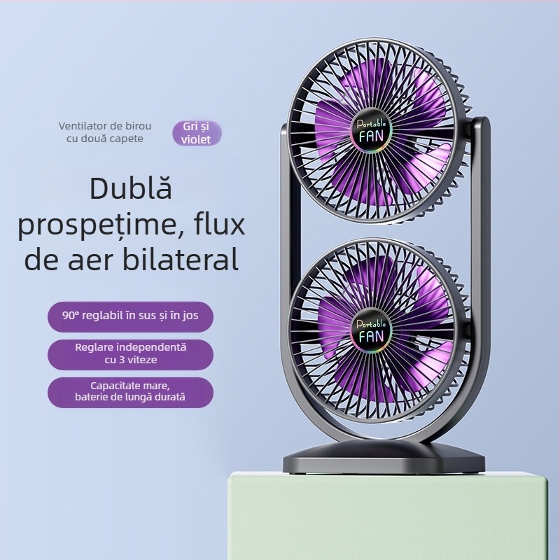 Ventilator nou cu încărcare USB, ventilator de birou, ventilator bidirecțional cu vânt mare, producători de ventilatoare de camping în aer liber