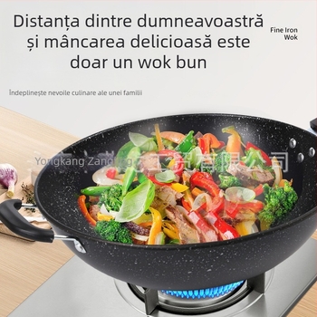 Tigaie antiaderentă din piatră Maifan, aragaz cu inducție, aragaz cu gaz, gătit universal, fără fum, cu fund plat, tigaie de fier de uz casnic, en-gros