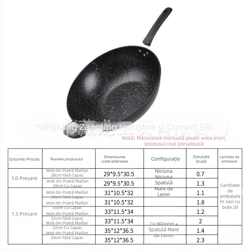 Tigaie antiaderentă din piatră Maifan, aragaz cu inducție, aragaz cu gaz, gătit universal, fără fum, cu fund plat, tigaie de fier de uz casnic, en-gros