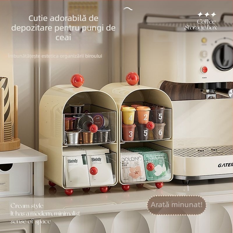 Depozitare creativă de ceai de uz casnic, cutie simplă de depozitare pentru cafea, raft de depozitare pentru diverse baruri, birou, ceai pe desktop