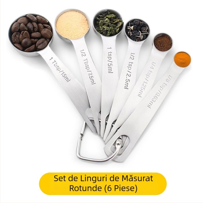 Set de 7 căni de măsurat din oțel inoxidabil Amazon Baking cu duză de ghidare, lingură de gătit, cântar, lingură de măsurat, cană