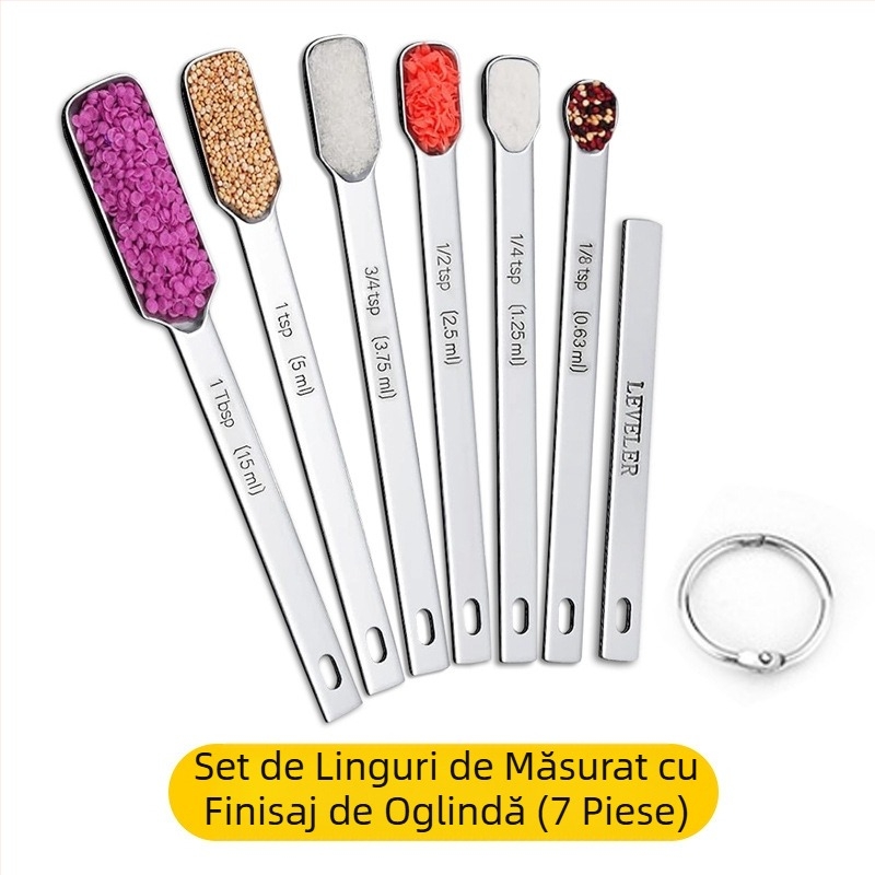 Set de 7 căni de măsurat din oțel inoxidabil Amazon Baking cu duză de ghidare, lingură de gătit, cântar, lingură de măsurat, cană