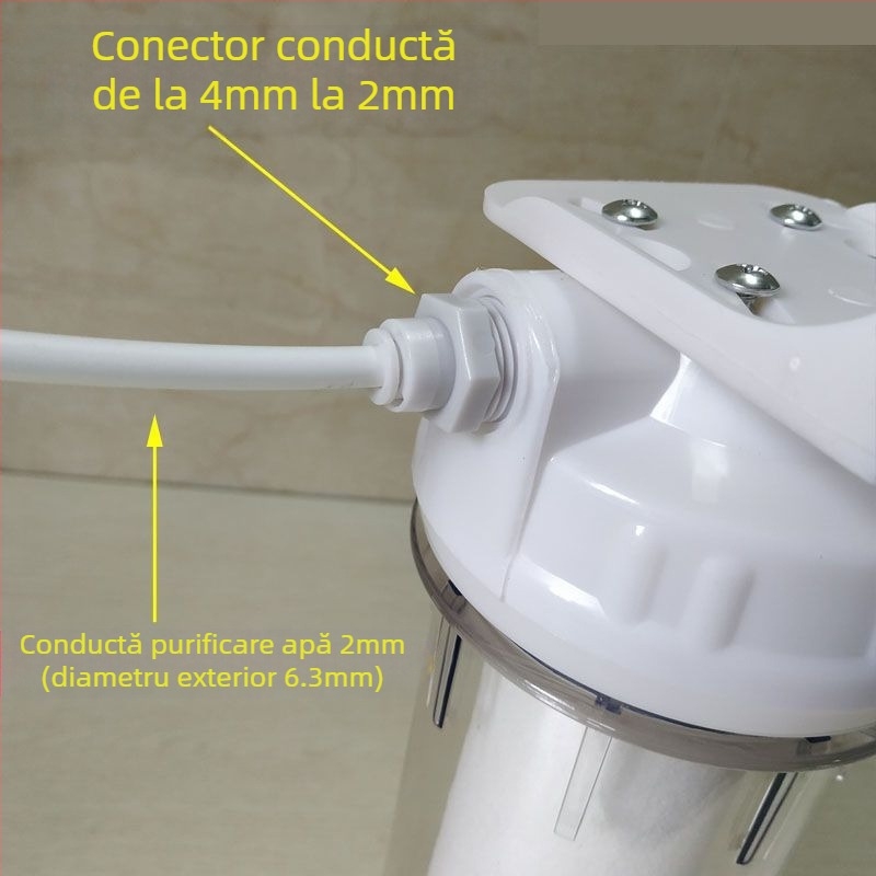 Filtru purificator de apă, apă de la robinet, element filtrant din bumbac PP, 10 inch, universal, frontal, cu 2 puncte, tub PE, filtru de apă de uz casnic în 4 puncte