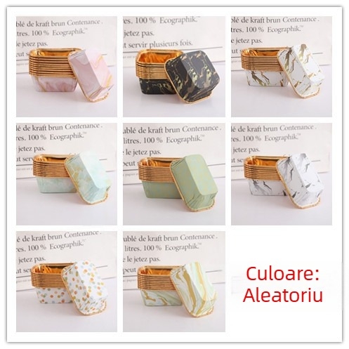 50 pachete de forme de tort îngroșate, aurii și argintii, cupe cu gură lungă și pătrată, cupe mari pentru tort, pentru copt la temperatură înaltă