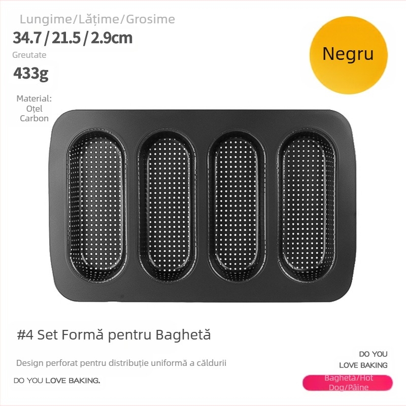 Baghetă matriță 4 cu găuri bandă lungă pâine prăjită franceză Mini Hot Dog tort tavă de copt instrumente de copt de uz casnic